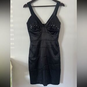 Zum Zum by Niki Livas Black Sequin V-Neck Bodycon Dress